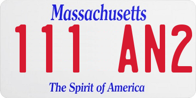 MA license plate 111AN2