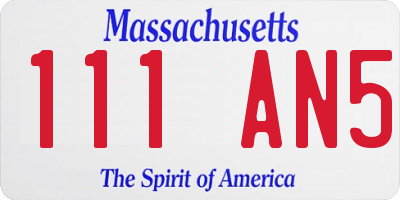 MA license plate 111AN5