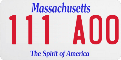 MA license plate 111AO0