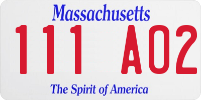 MA license plate 111AO2