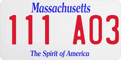 MA license plate 111AO3