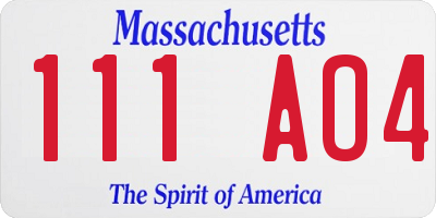 MA license plate 111AO4