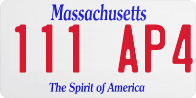 MA license plate 111AP4