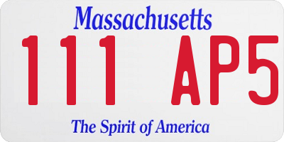 MA license plate 111AP5