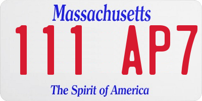 MA license plate 111AP7