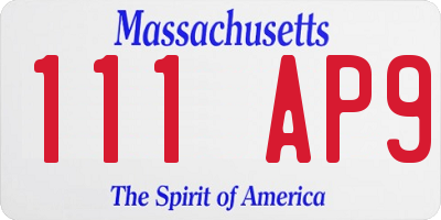 MA license plate 111AP9