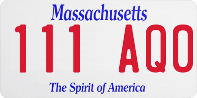 MA license plate 111AQ0