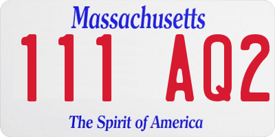 MA license plate 111AQ2