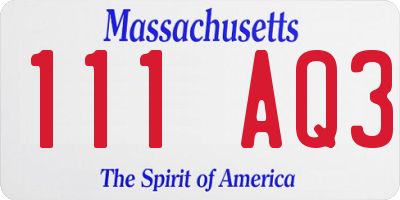 MA license plate 111AQ3