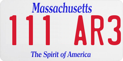 MA license plate 111AR3