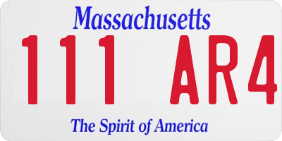 MA license plate 111AR4