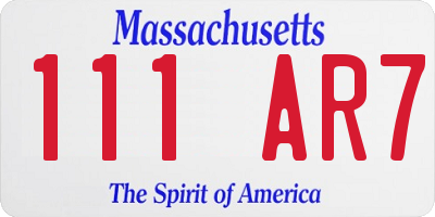 MA license plate 111AR7