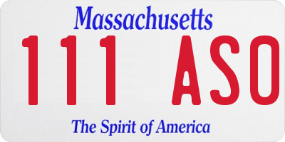 MA license plate 111AS0