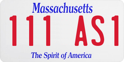 MA license plate 111AS1