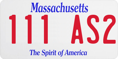 MA license plate 111AS2