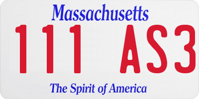 MA license plate 111AS3