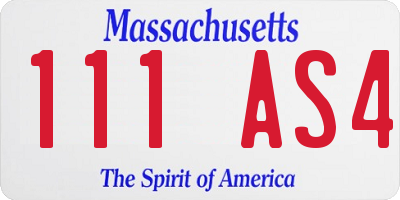MA license plate 111AS4