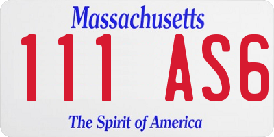 MA license plate 111AS6