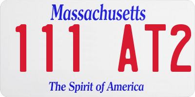 MA license plate 111AT2