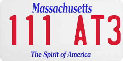 MA license plate 111AT3