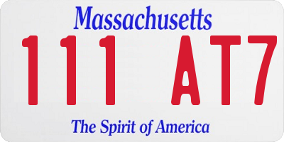 MA license plate 111AT7