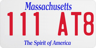 MA license plate 111AT8