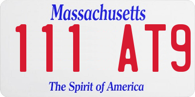 MA license plate 111AT9