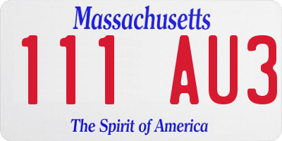 MA license plate 111AU3
