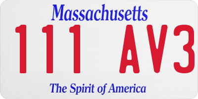 MA license plate 111AV3