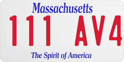 MA license plate 111AV4