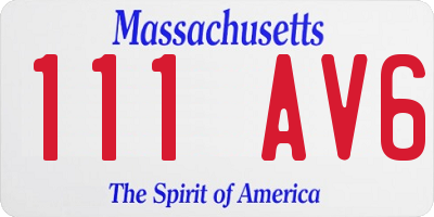 MA license plate 111AV6