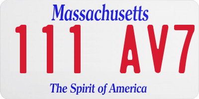 MA license plate 111AV7