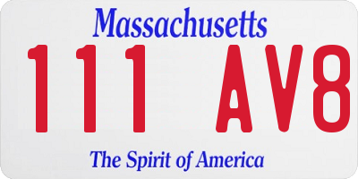 MA license plate 111AV8