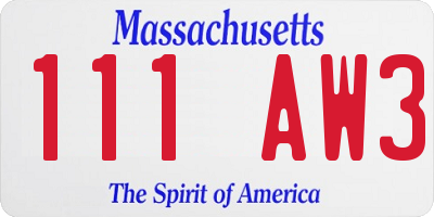MA license plate 111AW3