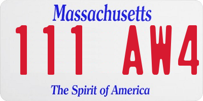 MA license plate 111AW4