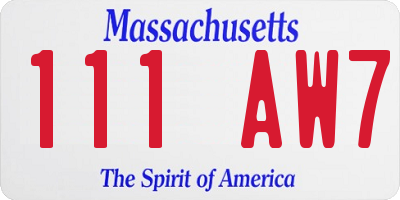 MA license plate 111AW7