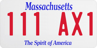 MA license plate 111AX1