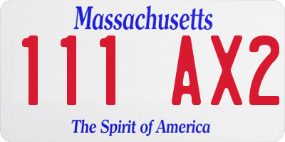 MA license plate 111AX2