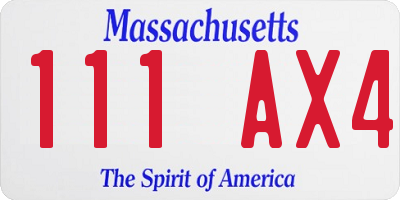 MA license plate 111AX4