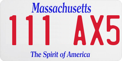 MA license plate 111AX5