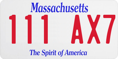 MA license plate 111AX7