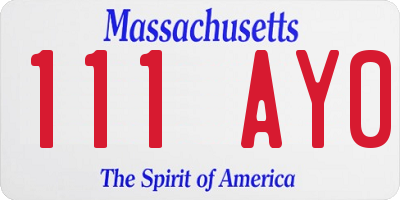 MA license plate 111AY0