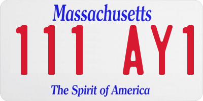 MA license plate 111AY1