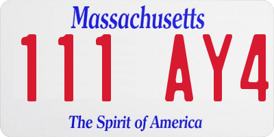 MA license plate 111AY4