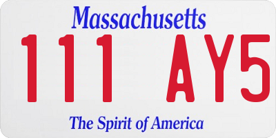 MA license plate 111AY5