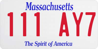 MA license plate 111AY7