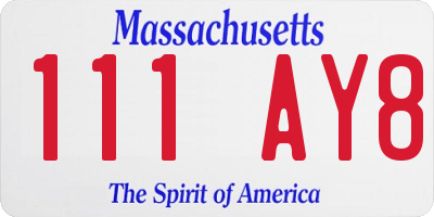 MA license plate 111AY8