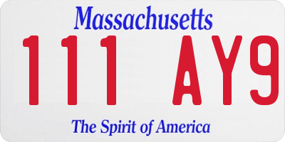 MA license plate 111AY9