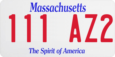 MA license plate 111AZ2