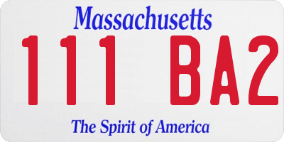 MA license plate 111BA2